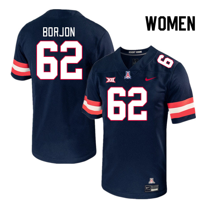 Women #62 Joseph Borjon Arizona Wildcats Big 12 Conference College Football Jerseys Stitched-Navy